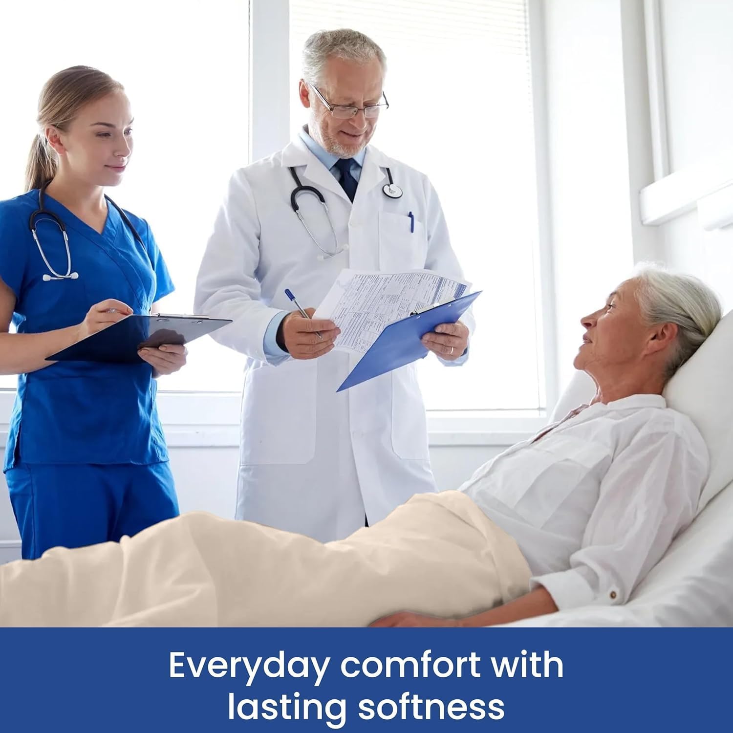 Linteum Textile Cotton Blended Hospital Patient Bath Blanket, Bed Bath Sheet, Twin Blanket Lightweight Thermal Utility Blankets (24-Pack, 70x90 in, 1.4 lb.) Unbleached