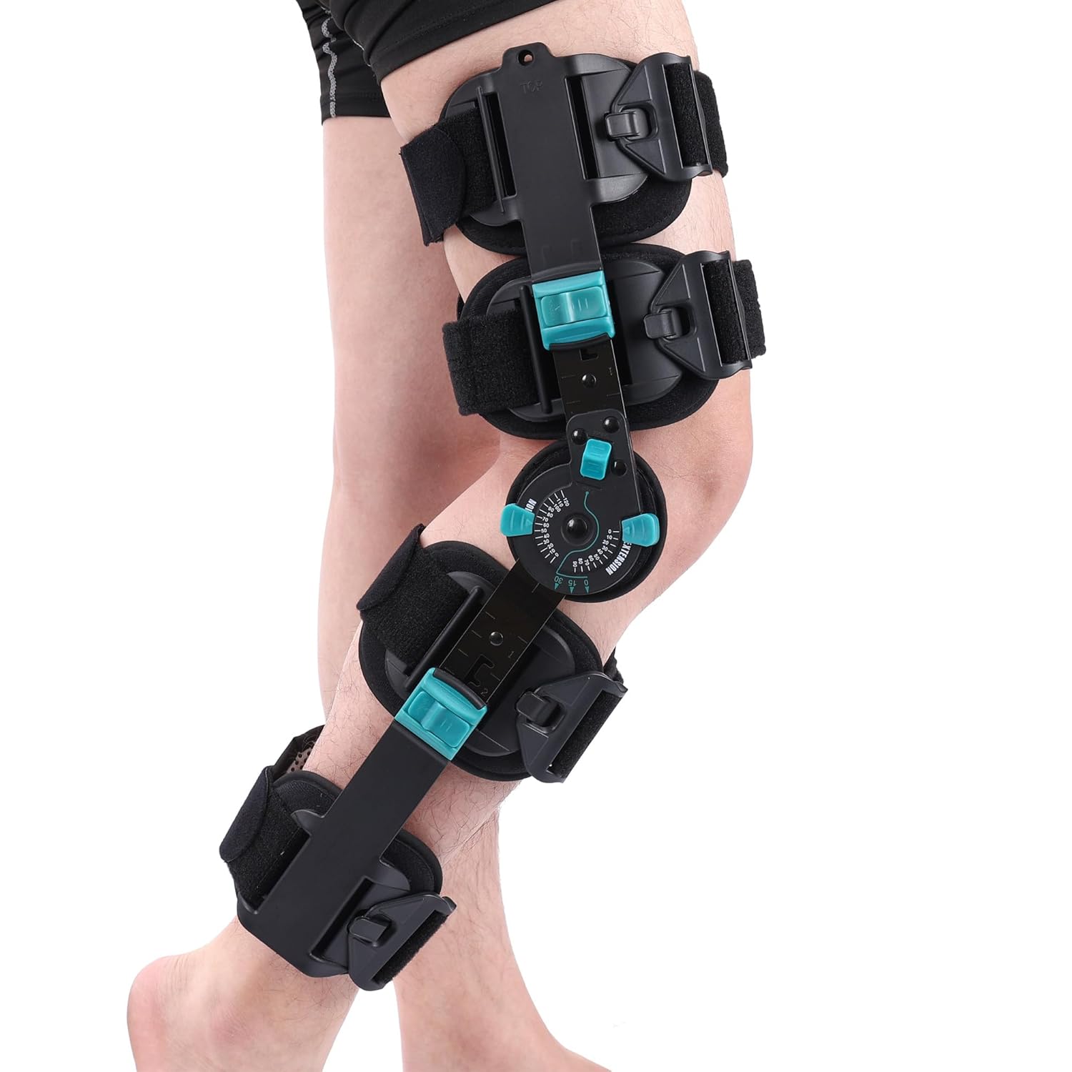 Hinged ROM Knee Brace, Adjustable Post Op Knee Immobilizer with Side Stabilizers, Medical Orthopedic Knee Support for Arthritis, ACL, MCL and PCL Injury