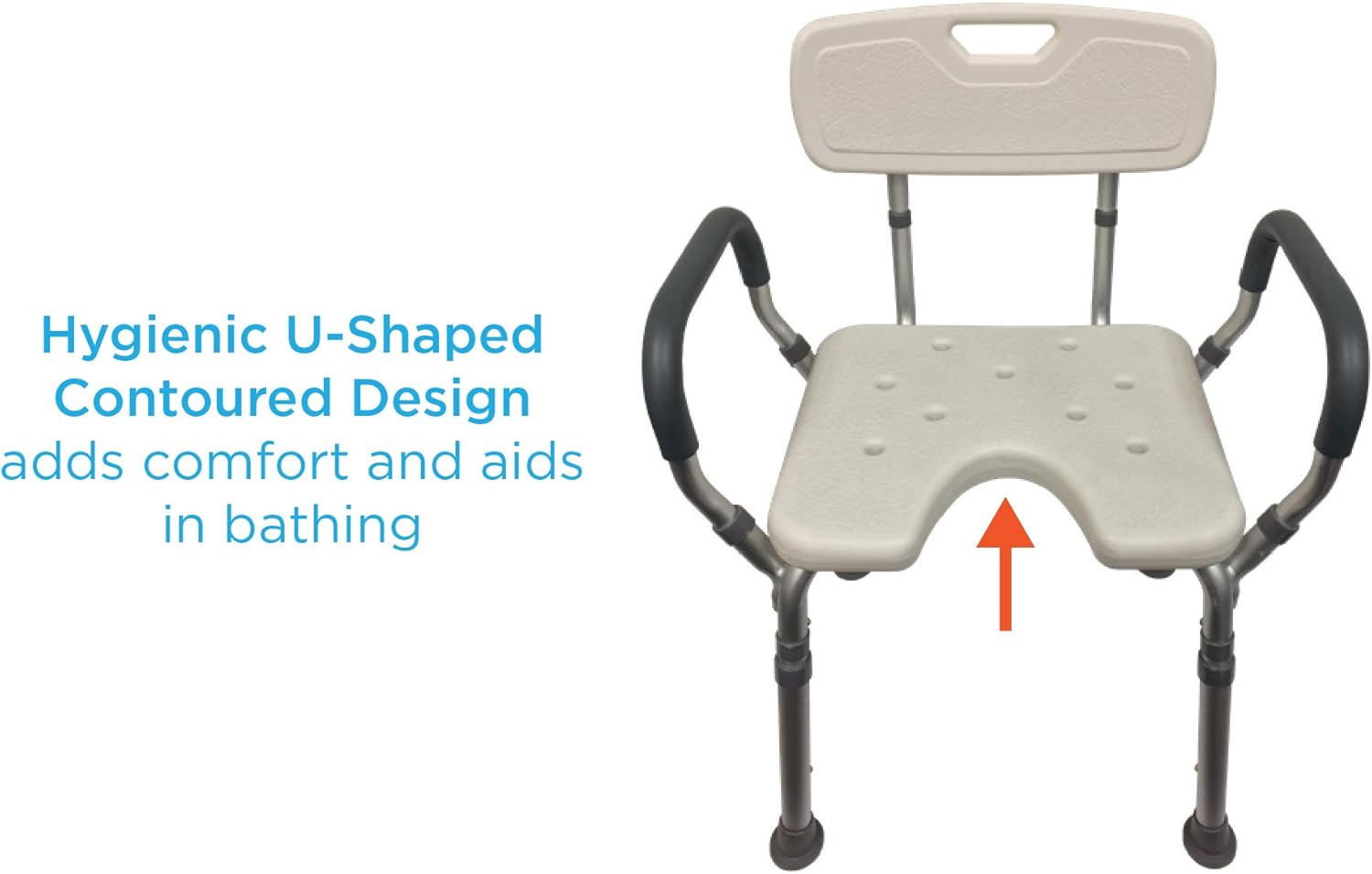 NOVA Medical Products Shower & Bath Chair with Back & Arms & Hygienic Design, White, 1 Count