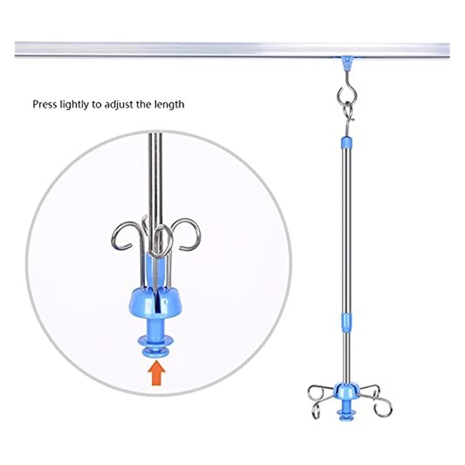 Iv Drip Stand with Pulley- Adjustable Height Rolling IV Pole for Ceiling Walls- Quiet IV Drip Equipment for Clinics and Nursing Homes (100-150cm)