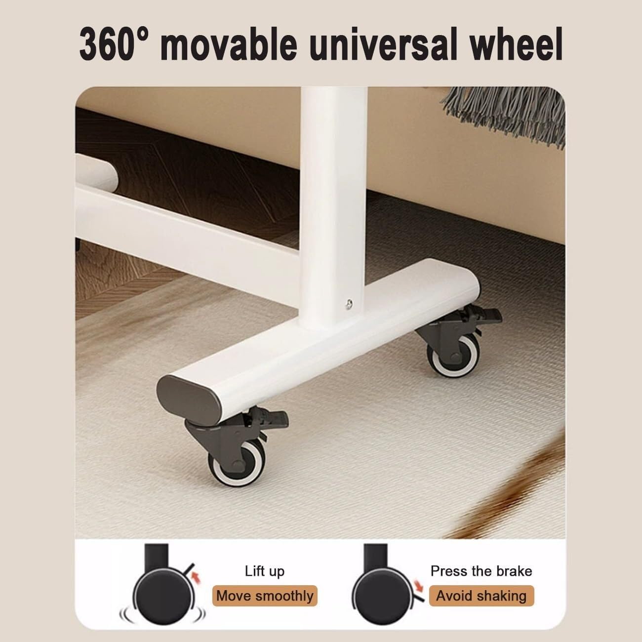 Overbed Table, Mobile Standing Desk with Wheels, Adjustable Height Bedside Laptop Table Hospital Nursing Reading Eating Table