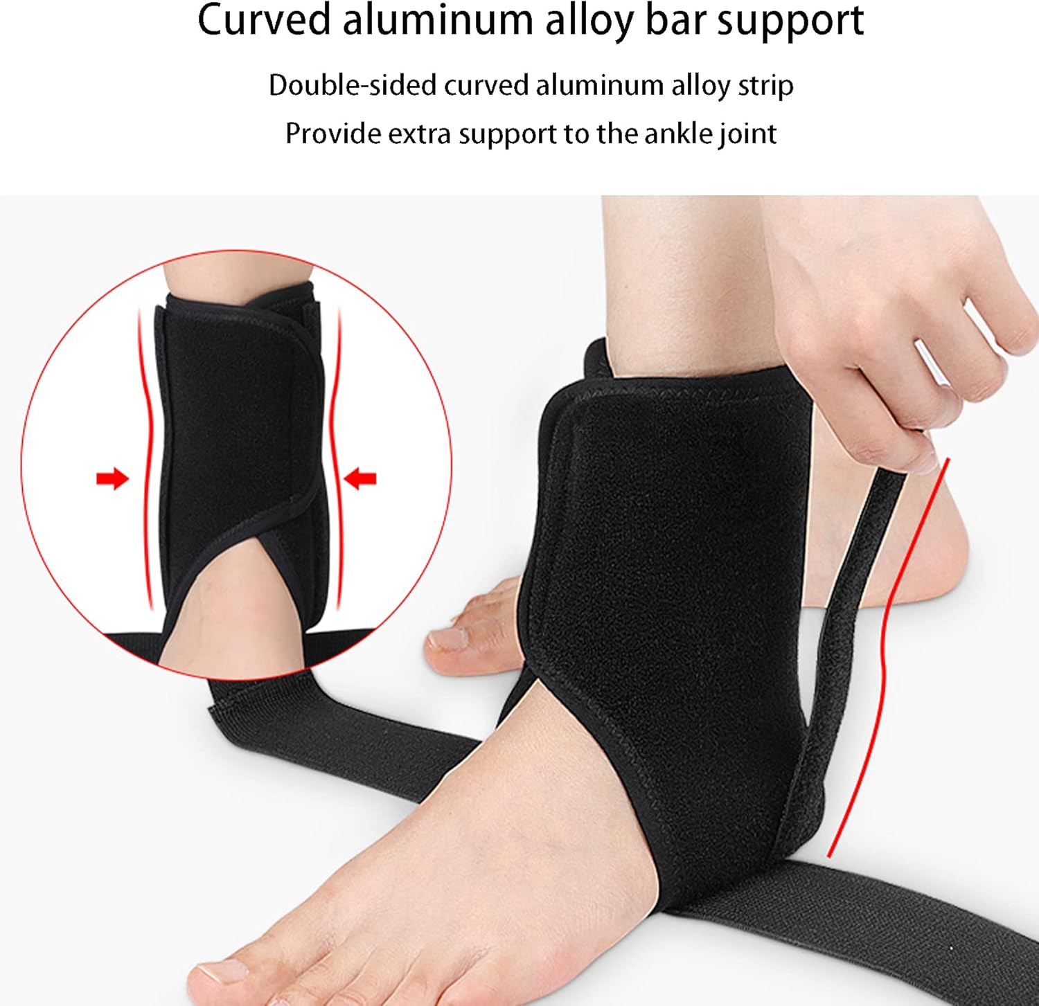 Ankle Brace Aluminum Support Brace Ankle Stabilizer Wrap for Sprains Rigid Ankle Stabilizer for Protection Sprain Support Lightweight Adjustable Straps Inside and Outside Support