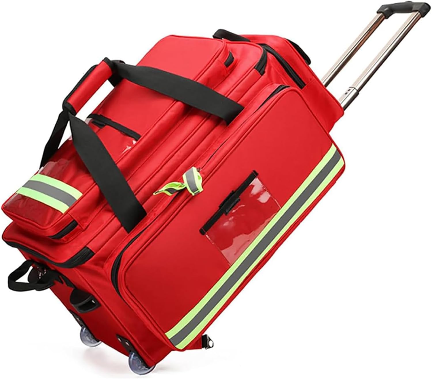 First Aid Kit Bag Rolling Medical Supplies Bag, Portable First Aid Bag, Rolling EMT with Wheels, Large Capacity Emergency Medical Backpack, Multi-Pocket Design, for Outdoor Hiking, Backpacking, Campin