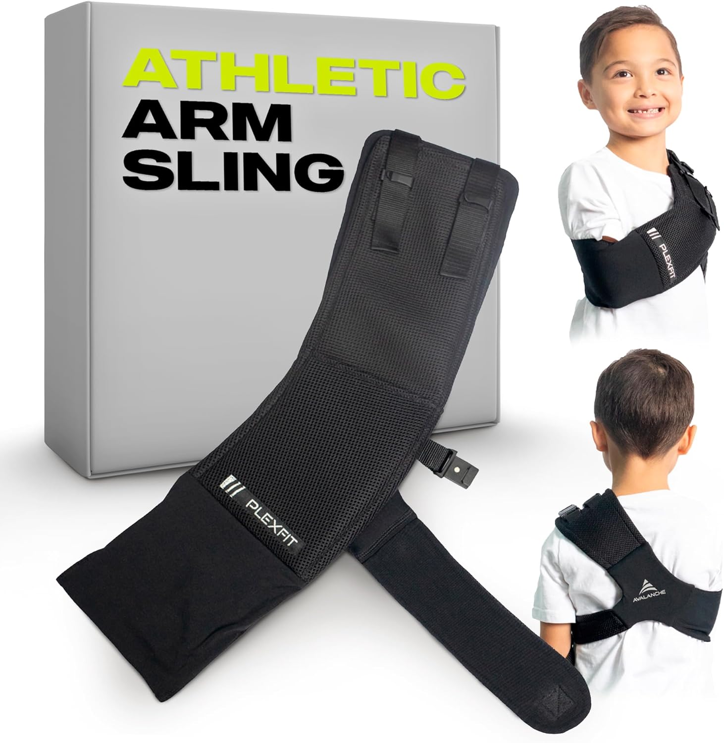 Athletic Kids Arm Sling Class A Medical Device - Shoulder Sling Immobilizer for Injury Support - for Elbow & Wrist Too - Youth Arm Sling, Boys & Girls (Child Right, Black)