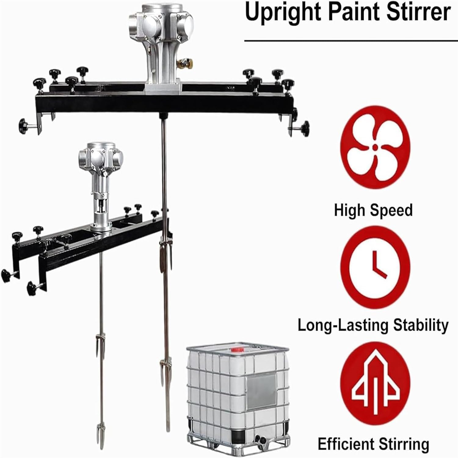 Pneumatic Agitator Mixer for 1000L Tank, Adjustable Bracket Paint Mixer Machine, Ink Dissolver Agitator, Effective Large 5-Cylinder Design