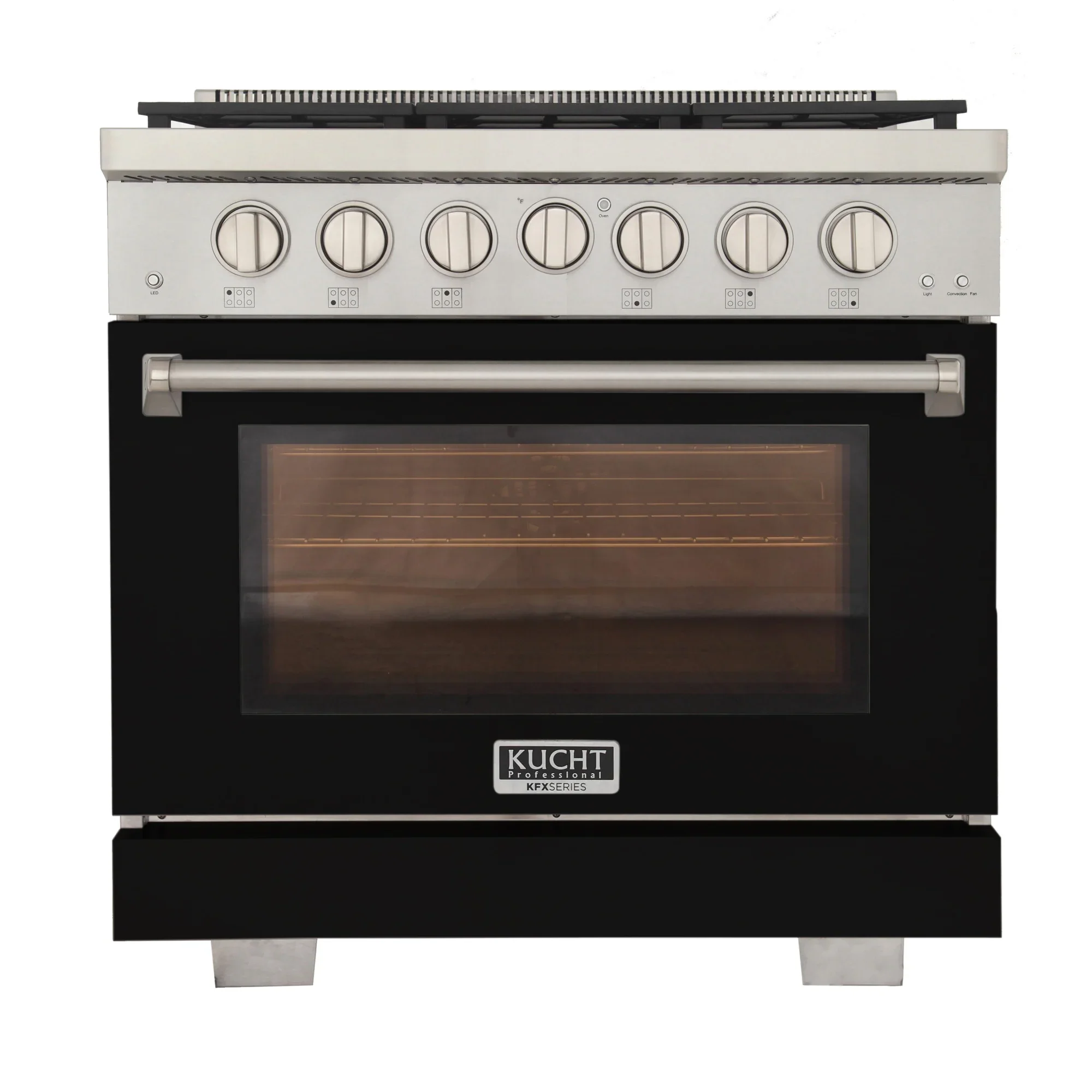 Kucht Professional 36-Inch 5.2 cu. ft. Gas Range in Black with Silver Accents (KFX360-BK)