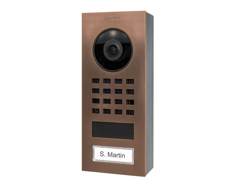 DoorBird D1101V Surface-Mount IP Video Intercom, 1 Call Button in Bronze