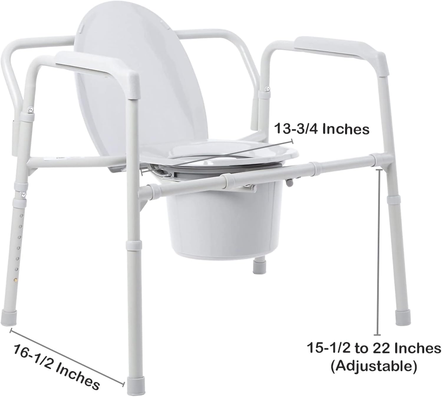 McKesson Heavy-Duty Folding Bariatric Commode Chair with 12 qt Bucket, 650 lbs Weight Capacity, 13 3/4 in Seat Width, 1 Count