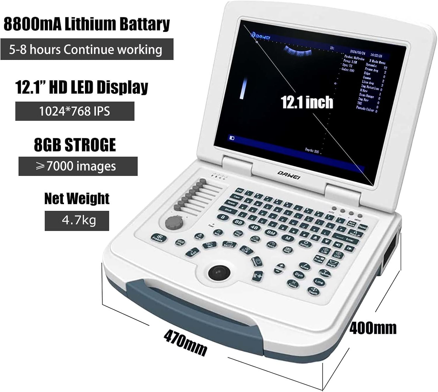Veterinary Ultrasound Scanner Laptop Ultrasound Machine with 3.5Mhz Convex Probe for Animals Dog,Goat,Pig,Sheep use
