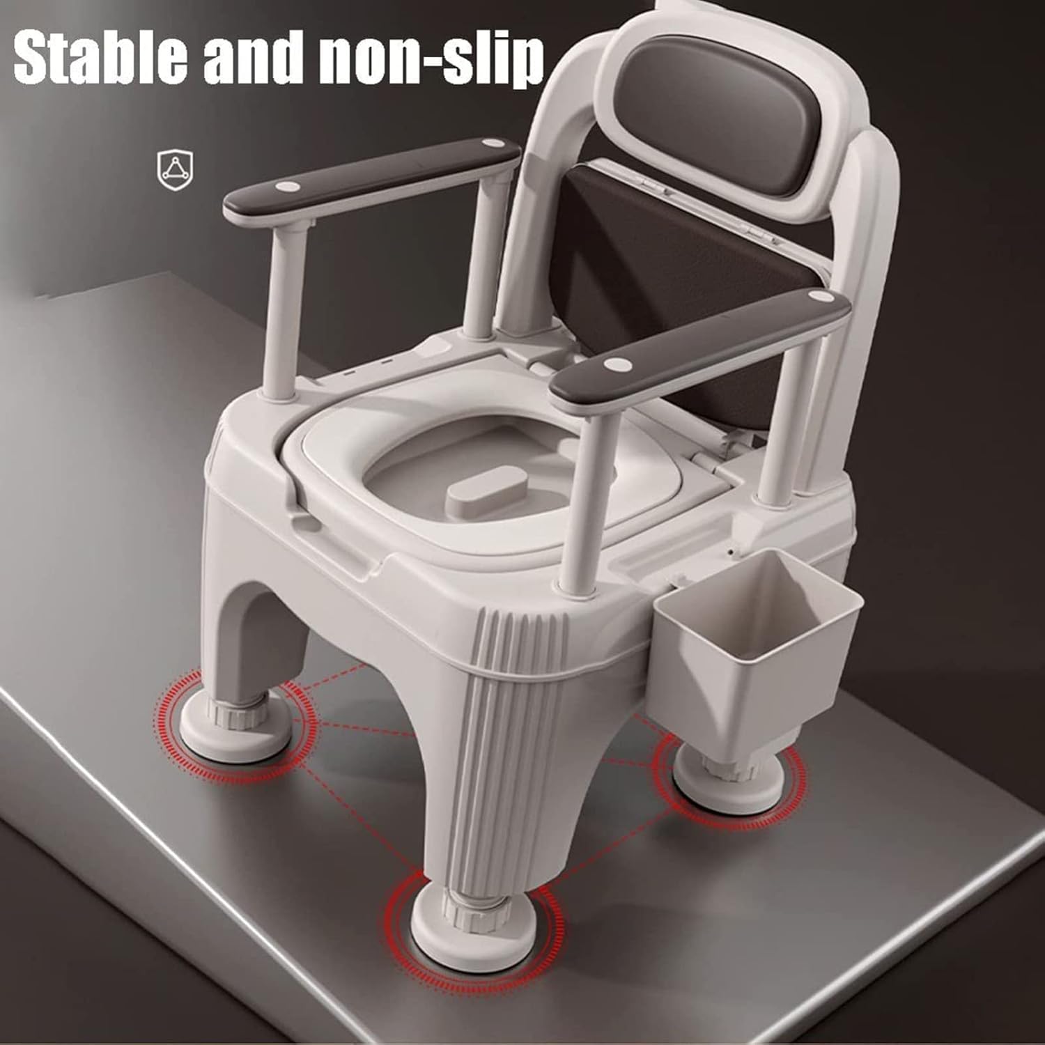 Bedside Commode, Bedside Toilet with Padded Seat and Back Commode Chair for Home Use 3 in 1 Portable Toilet Chair for The Elderly Disabled Khaki