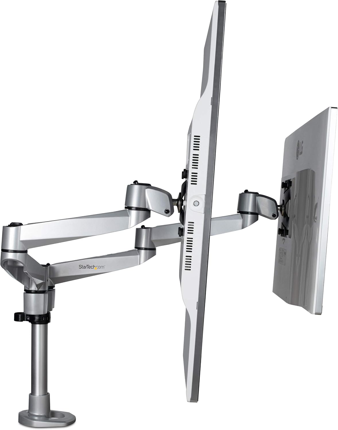 StarTech.com Desk Mount Dual Display Arm, Premium Articulating VESA Mount for Screens up to 27
