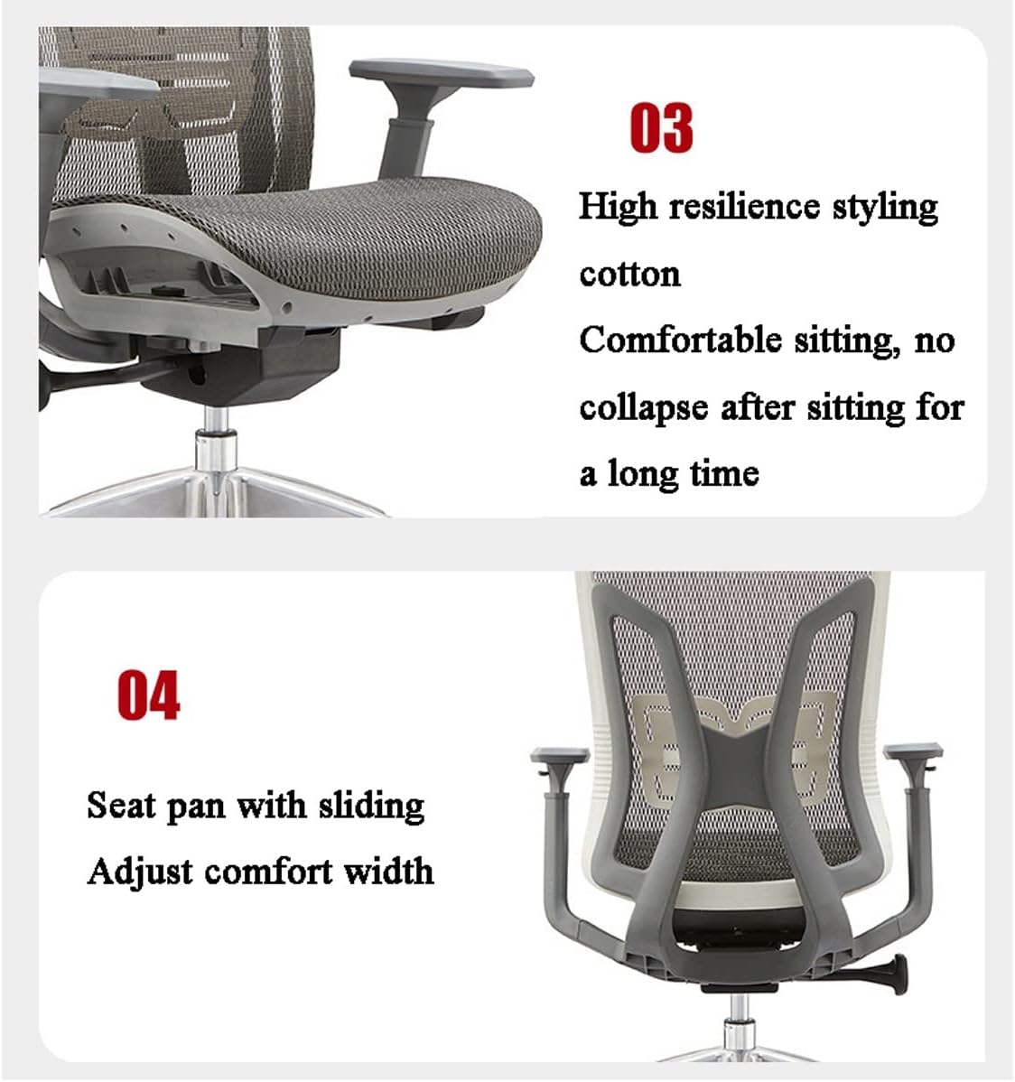 Office Chairs, Ergonomic Office Chair with Adjustable Headrest, Computer Desk Chair with Armrests and Lumbar Support (Grey)