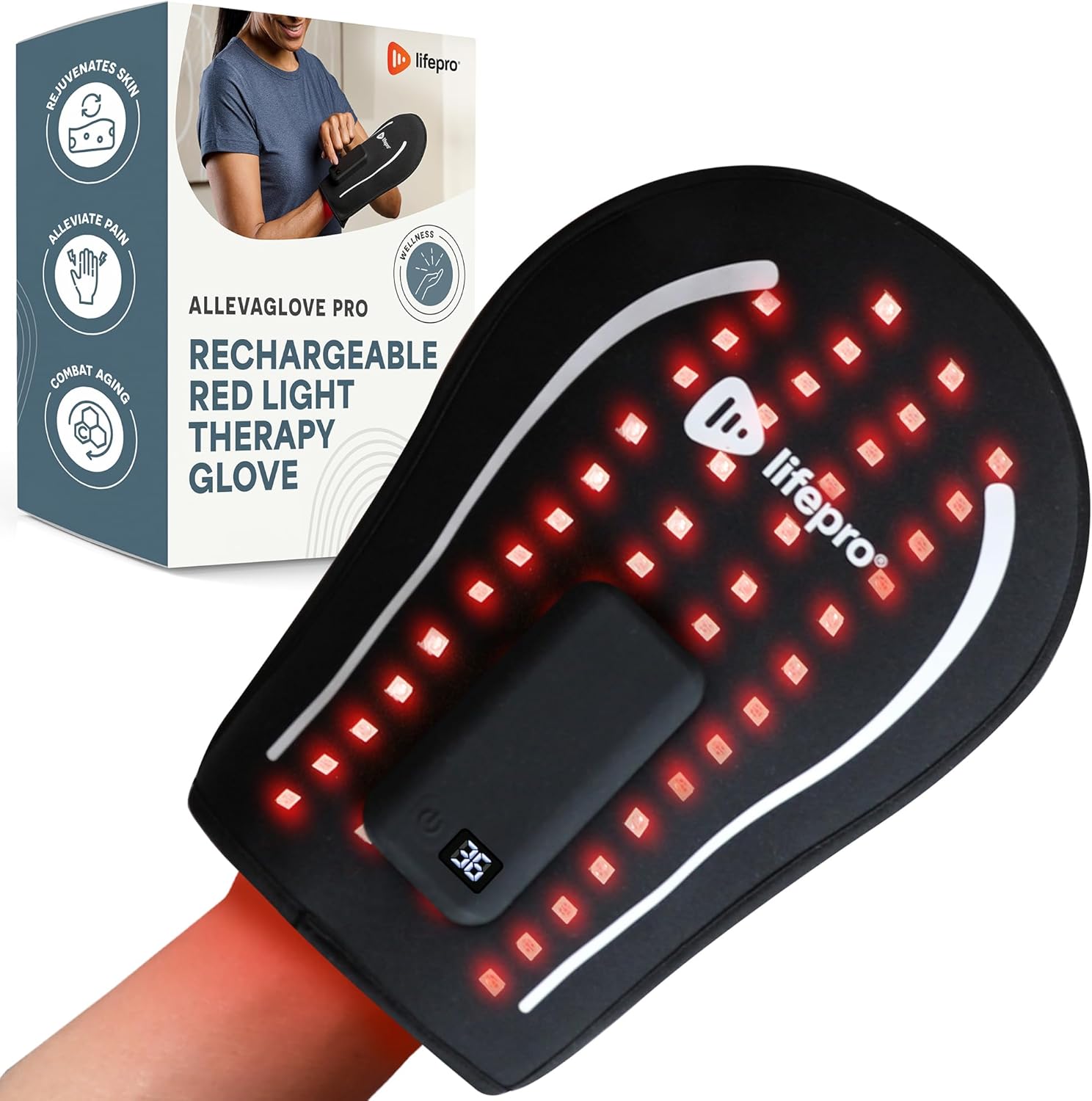 LifePro Red Light Therapy for Hands, Feet & Ankles – Cordless Glove & Foot Wrap with Dual Wavelengths (660nm & 850nm) Infrared Foot Therapy, Auto Shut-Off Timer for Wellness, Relaxation & Comfort