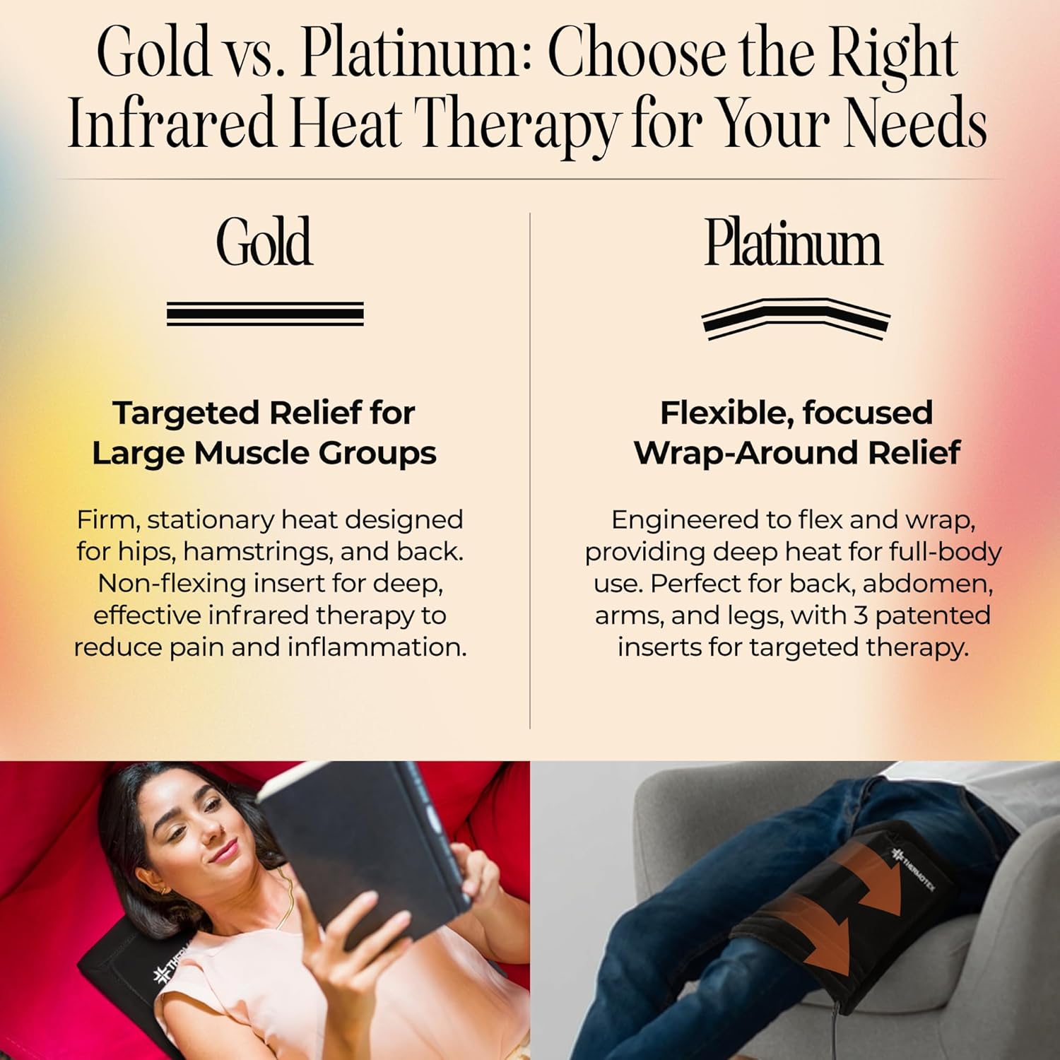 Thermotex–Far Infrared Premium Heating Pad – Platinum – Pain Relief – Warms and Relaxes Muscles, FSA-HSA Eligible – Large Size for Back, Shoulder, Arms and Legs – 17 in. x 13 in.