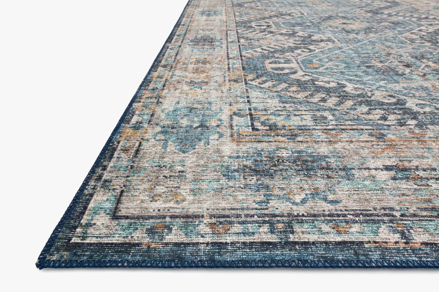 Loloi II Skye Collection - Traditional Power Loomed Rug in Denim & Natural (SKY-03)