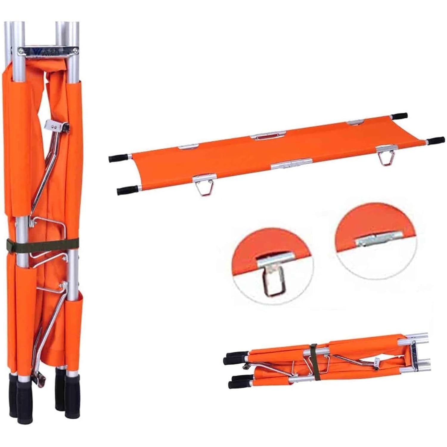 Aluminum Alloy Foldable Emergency Stretcher, Portable Patient Transport Bed, for Rescue, Ambulance, and Home Use - 159kg Capacity
