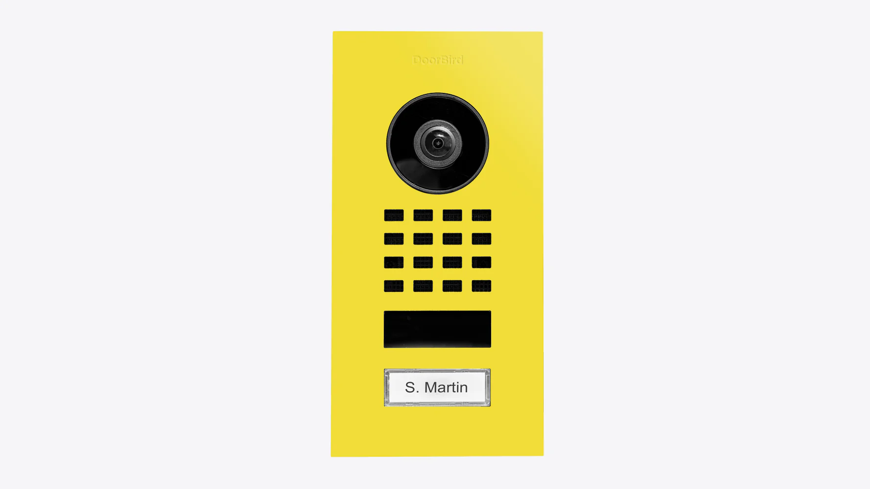 DoorBird D1101V Flush-Mount IP Video Intercom, 1 Call Button in Sulfur Yellow, RAL 1016