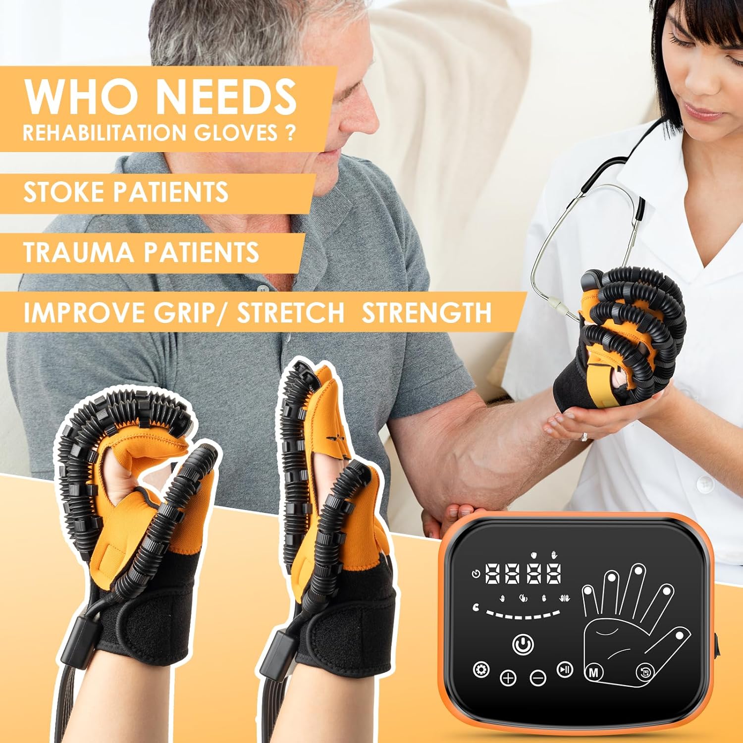 Rehabilitation Robot Gloves for stroke recovery, X-Large size, christmas gift for parents