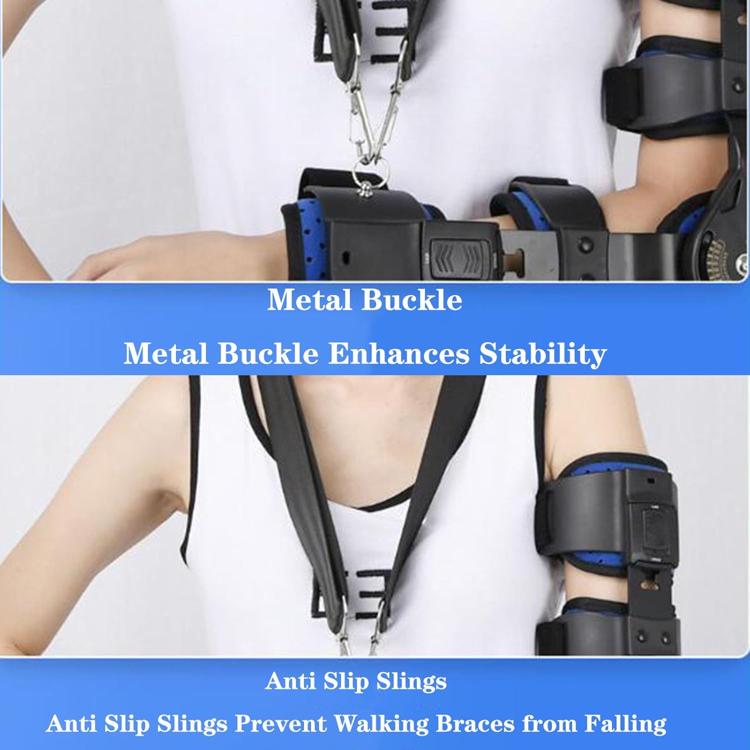 SFKLYU Hinged Elbow Brace Adjustable Splint & Shoulder Strap Adjustable Post Elbow Brace with Sling Stabilizer Splint Arm Injury Recovery Support After Surgery,Right