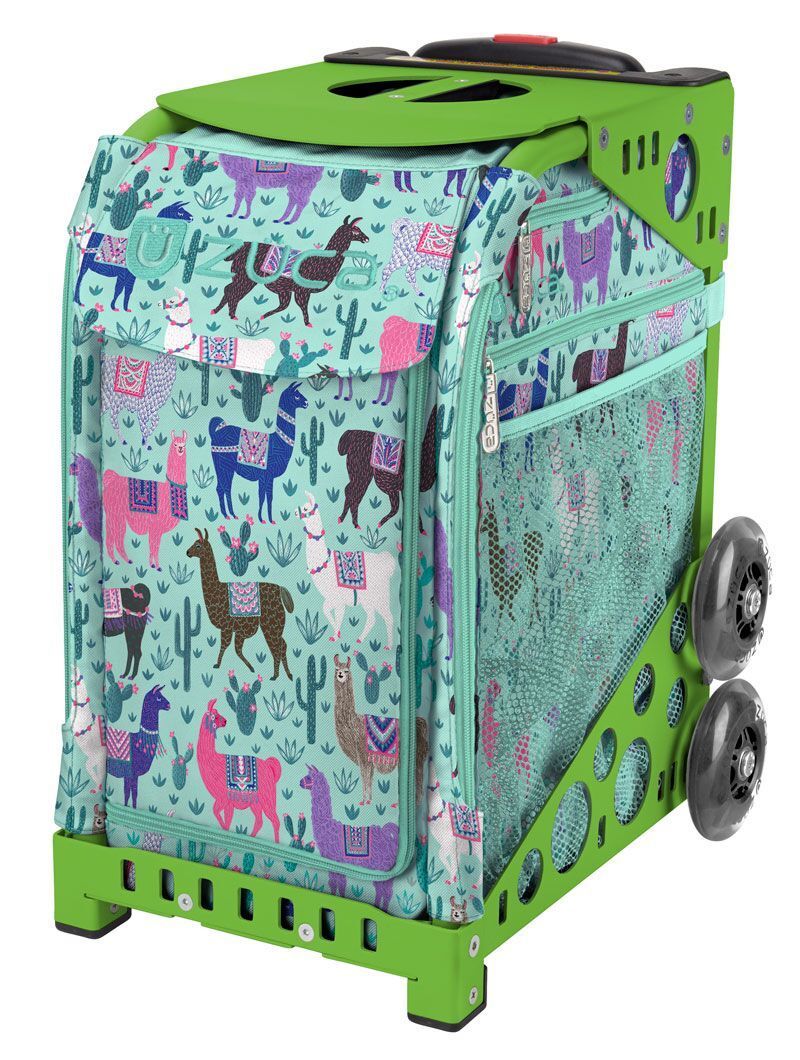 Zuca Llama Rama Sport Insert Bag and Green Frame with Flashing Wheels