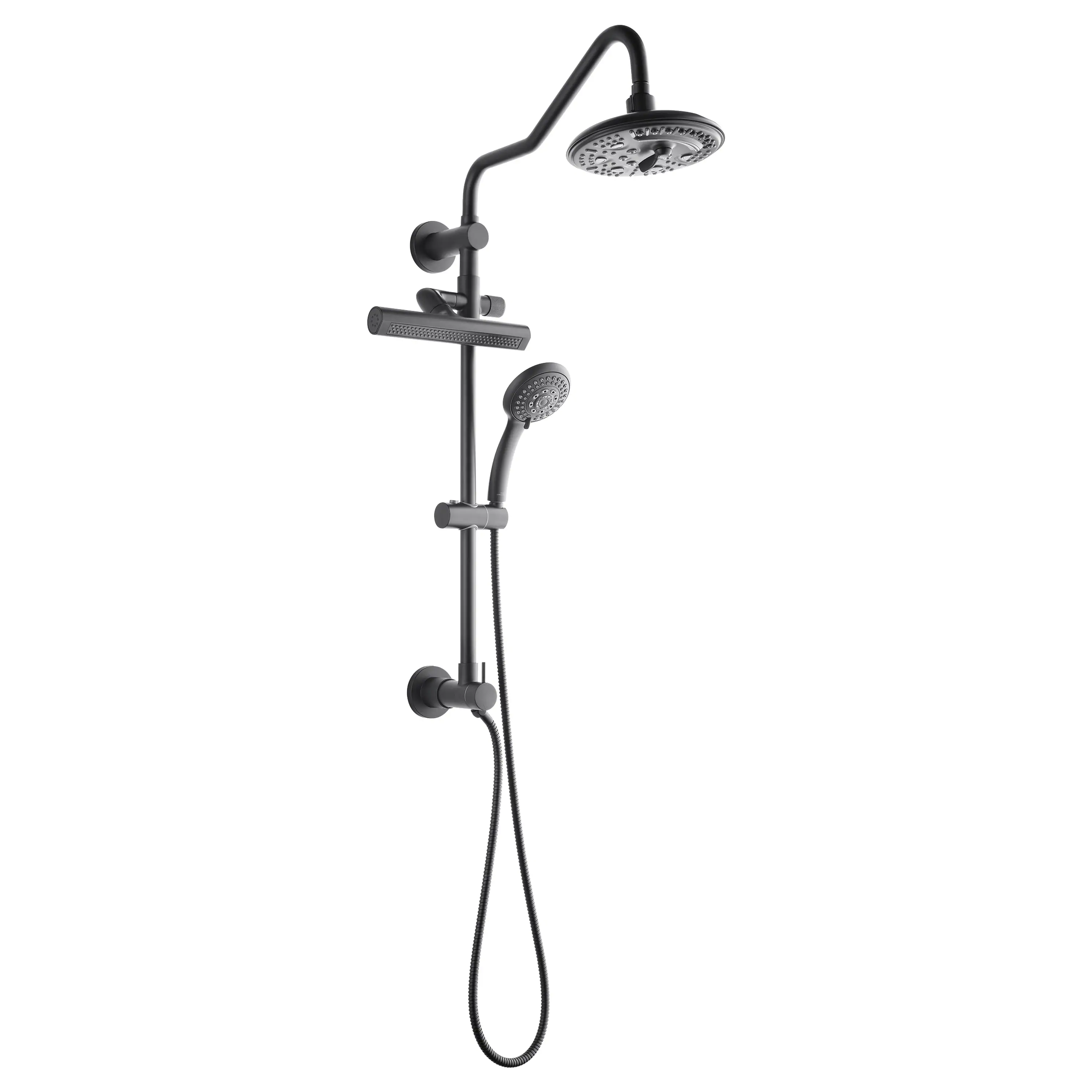 Forno Acqua Fall 8-Inch Overhead Rainfall Shower with 2.5 GPM Flow Rate, Handheld, 7 Way Diverter, Body Jets in Matte Black (SCW2BK-C2)