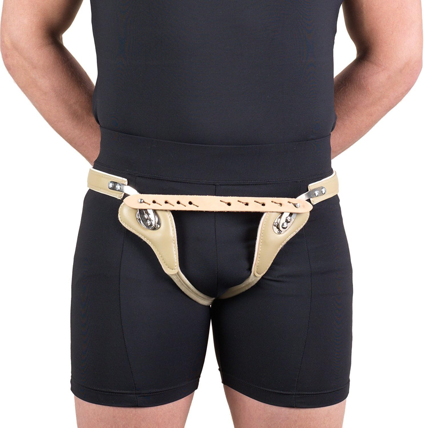 Truform-OTC Hernia Truss, Double Spring, Bilateral Compression, 30 inch hip, Beige