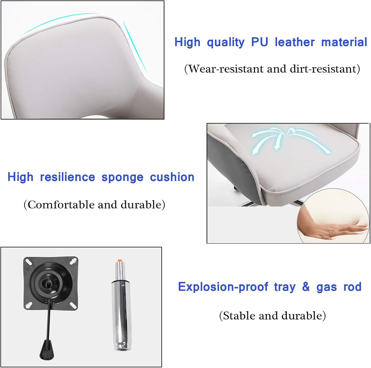 Swivel Desk Chair Swivel Desk Chair Office Mid Back Swivel Ergonomic Desk Chair Lumbar Support PU Leather Computer Task Chair with Armrest for Home Office Chair (Blue