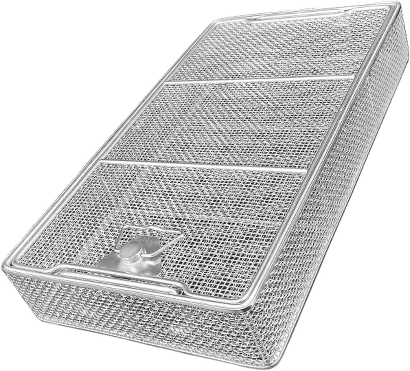 Surgical Instrument Sterilization Basket, 304 Stainless Steel Mesh Perforated Tray with Lid, Ideal for Operating Theatres and Dental Use, 35x25cm