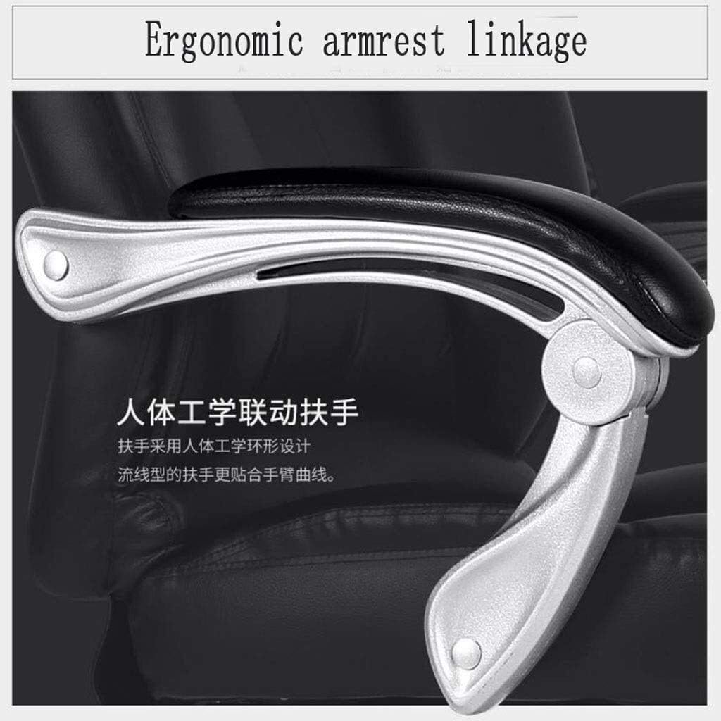 Executive Swivel Adjustable Swivel Office Desk Chair with Armrests Lumbar Support Desk Ergonomic Chair Chair Home Office Chair Leather Boss Chair Swivel Chair Study Room Ba,Black-With footrest