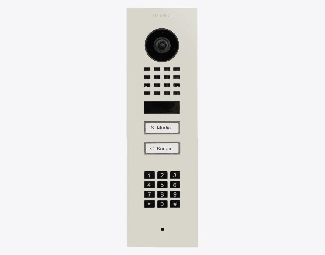 DoorBird D1102KV Flush Mount IP Video Door Station, 2 Call Button in Grey White, RAL 9002