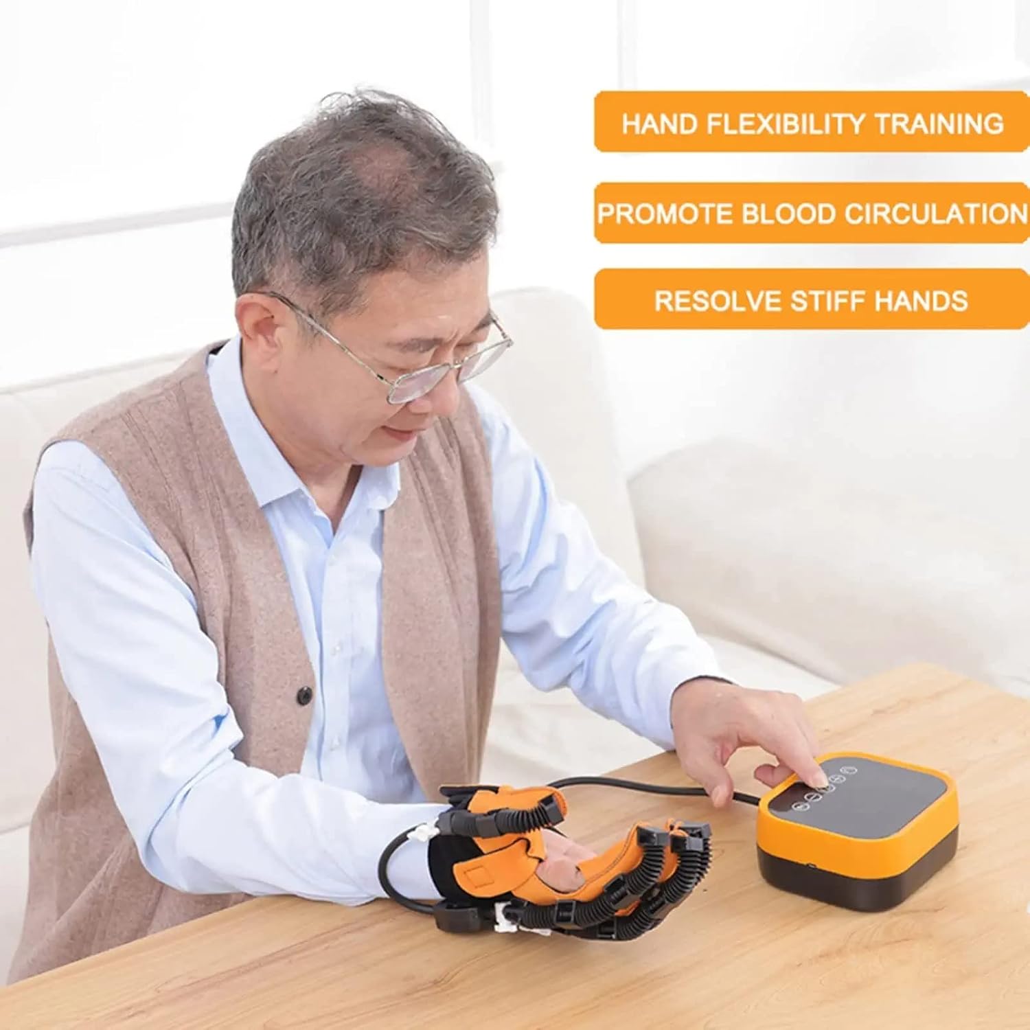 Rehabilitation Robot Gloves 1 Pair, AI Smart Chip Integrated Touch Screen Electric Rehabilitation Gloves, for Both Hand Function Recovery(Size:L Code,Color:Left+Right)