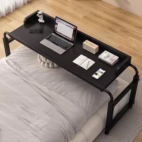 Bedside Desk，Over Bed Laptop Trolley Desk Overbed Medical Table Over Chair Table Adjustable Height Overbed Table Adjustable Height with Wheels(Color:Black+)