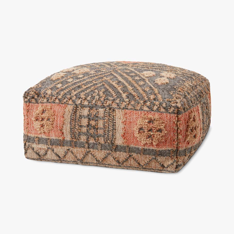 Loloi Poufs Collection - POUF Hand Woven Rug in Charcoal (LPF0017)