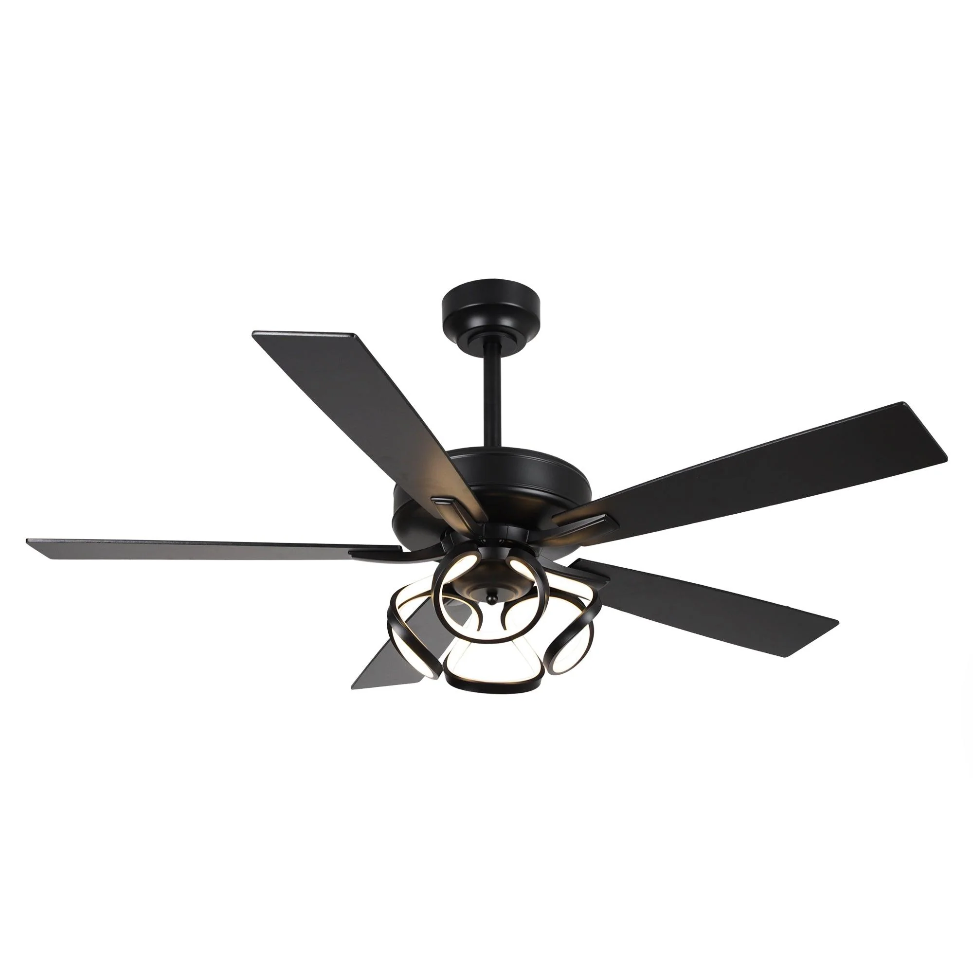 Parrot Uncle 52-Inch 6 Speed DC Black Ceiling Fan with Lighting (F6367BK110V)