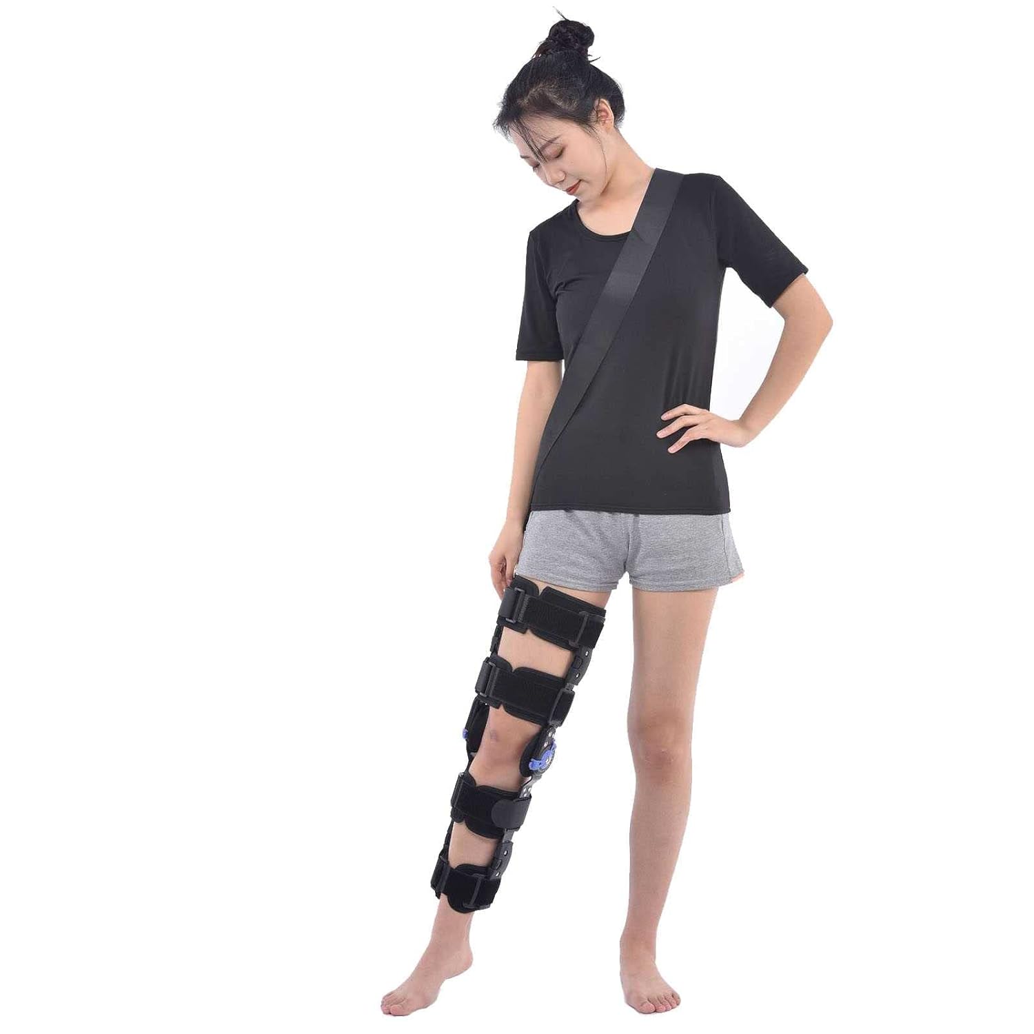 Hinged Knee Brace,Adjustable Knee Immobilizer Brace,Post Op Orthopedic Patella Knee Brace Acl MCL Pcl Injury Knee Immobilizer Brace Support Orthosis (B-One Size