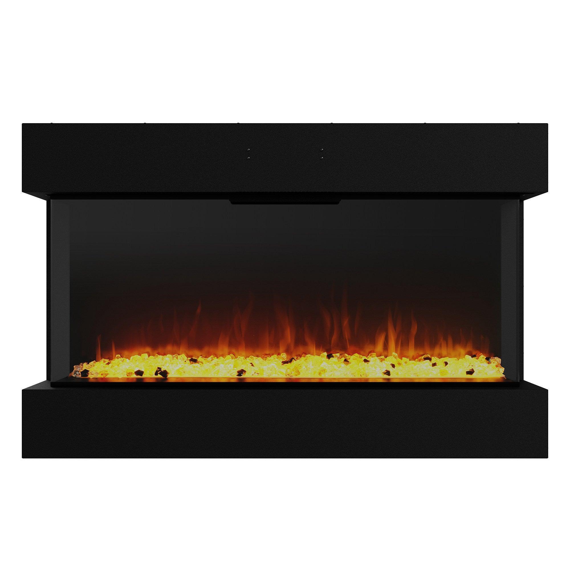Parrot Uncle Insert or Wall-Mount Electric 3-Color Flame with LED Light Fireplace in Black