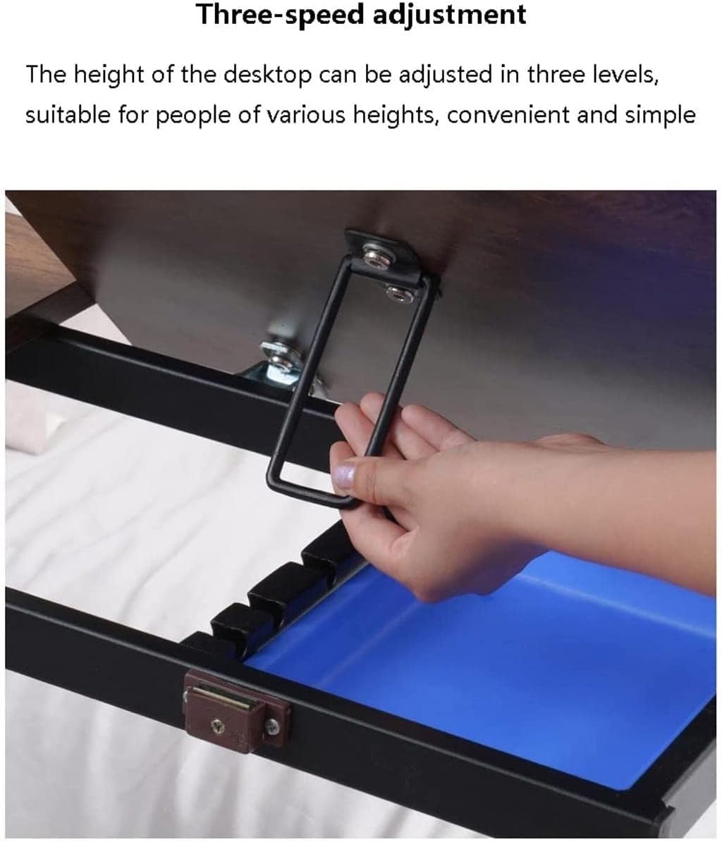 Overbed Table Medical Adjustable Overbed Bedside Table with Wheels Pneumatic Mobile Standing Desk Laptop Desk for Hospital Home Use Lightweight,