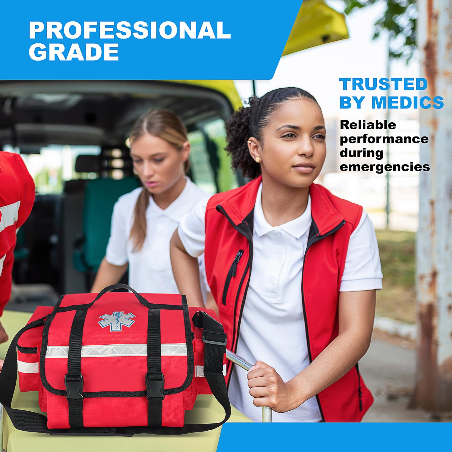 Primacare Fully Stocked Reflective Trauma Bag - 17