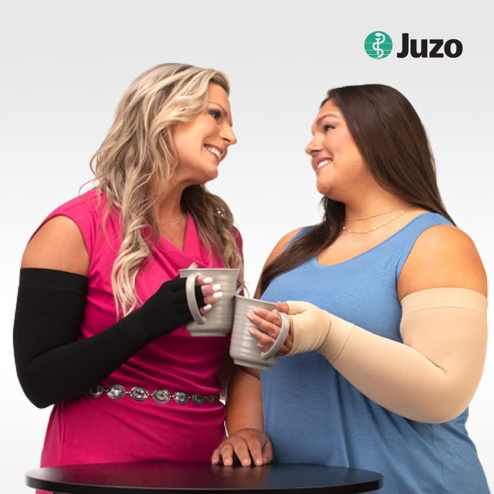 Juzo Soft 2002 30-40mmhg Standard Armsleeve with Silicone Top Band for Women, Chocolate, 6 (VI) Long