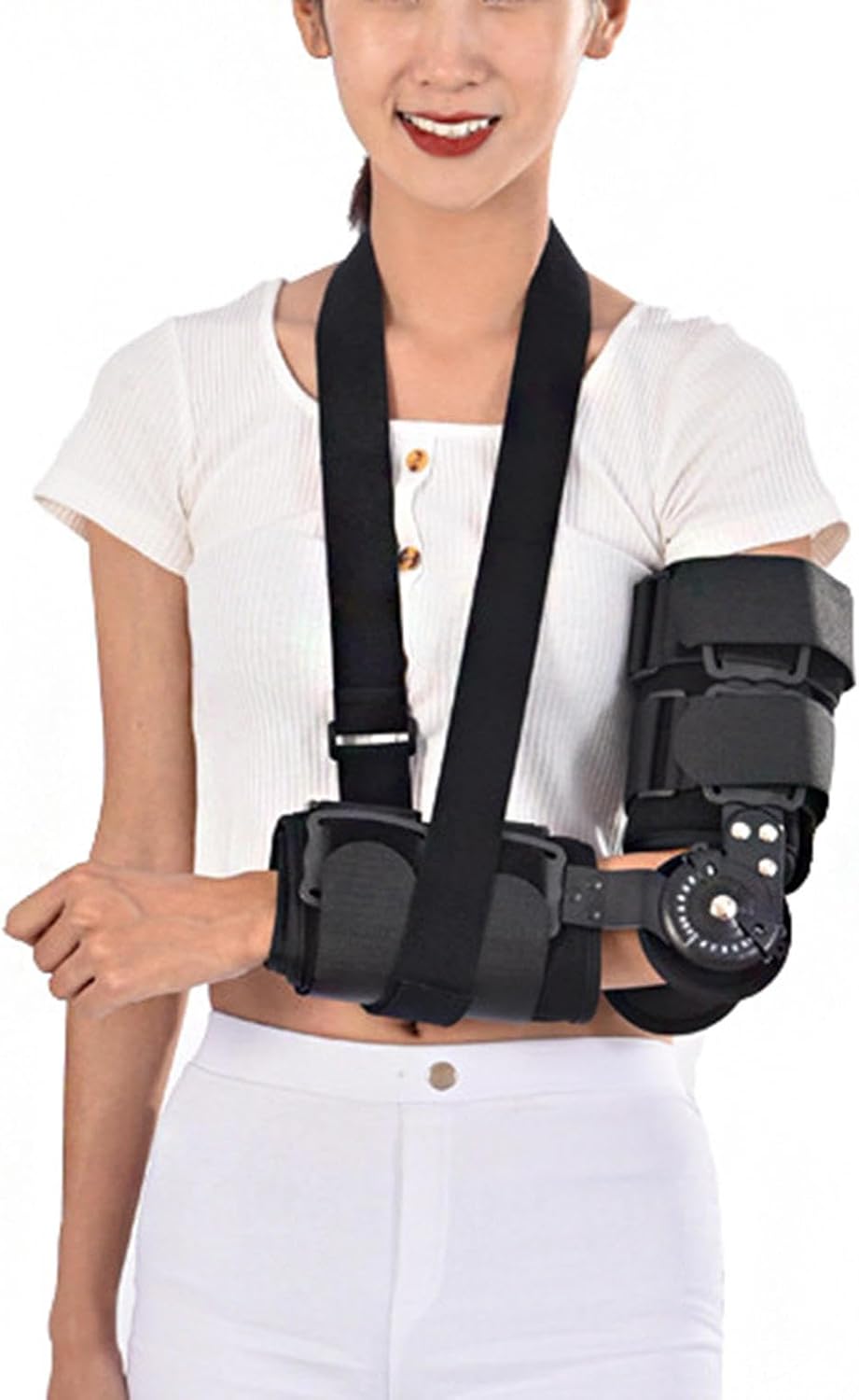 Adjustable ROM Elbow Brace Support Hinged Support Sling Stablizer Post Op Elbow Stabilizer Splint Arm Injury Recovery Support After Surgery for Tendonitis, Arthritis and Pain Relief,Right