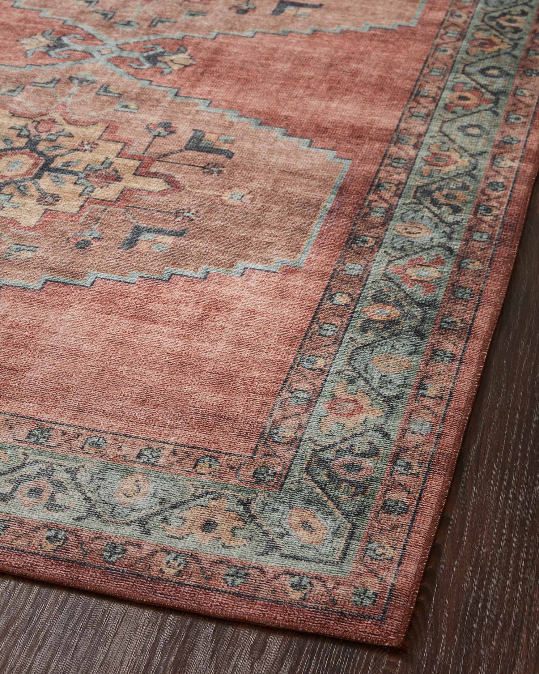 Loloi II Heidi Collection - Traditional Power Loomed Rug in Spice & Aqua (HEI-05)