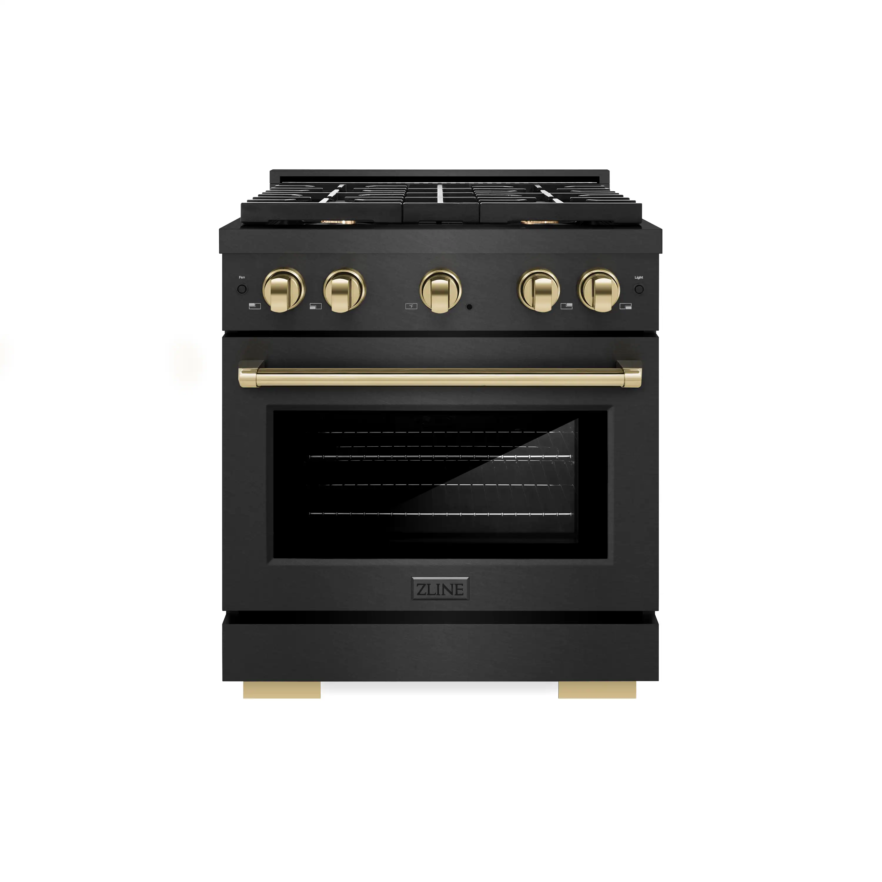 ZLINE Autograph 30-Inch 4.2 Cu. Ft. Paramount Dual Fuel Range with 4 Burner Gas Cooktop in Black Satin with Gold Accents (SDRBSZ-30-G)