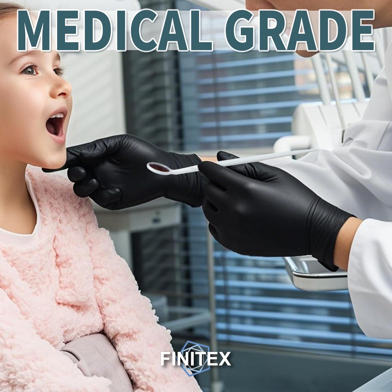 FINITEX Black Nitrile Disposable Medical Exam Gloves 5 mil Powder-free Latex-Free 1000 PCS Examination Glove