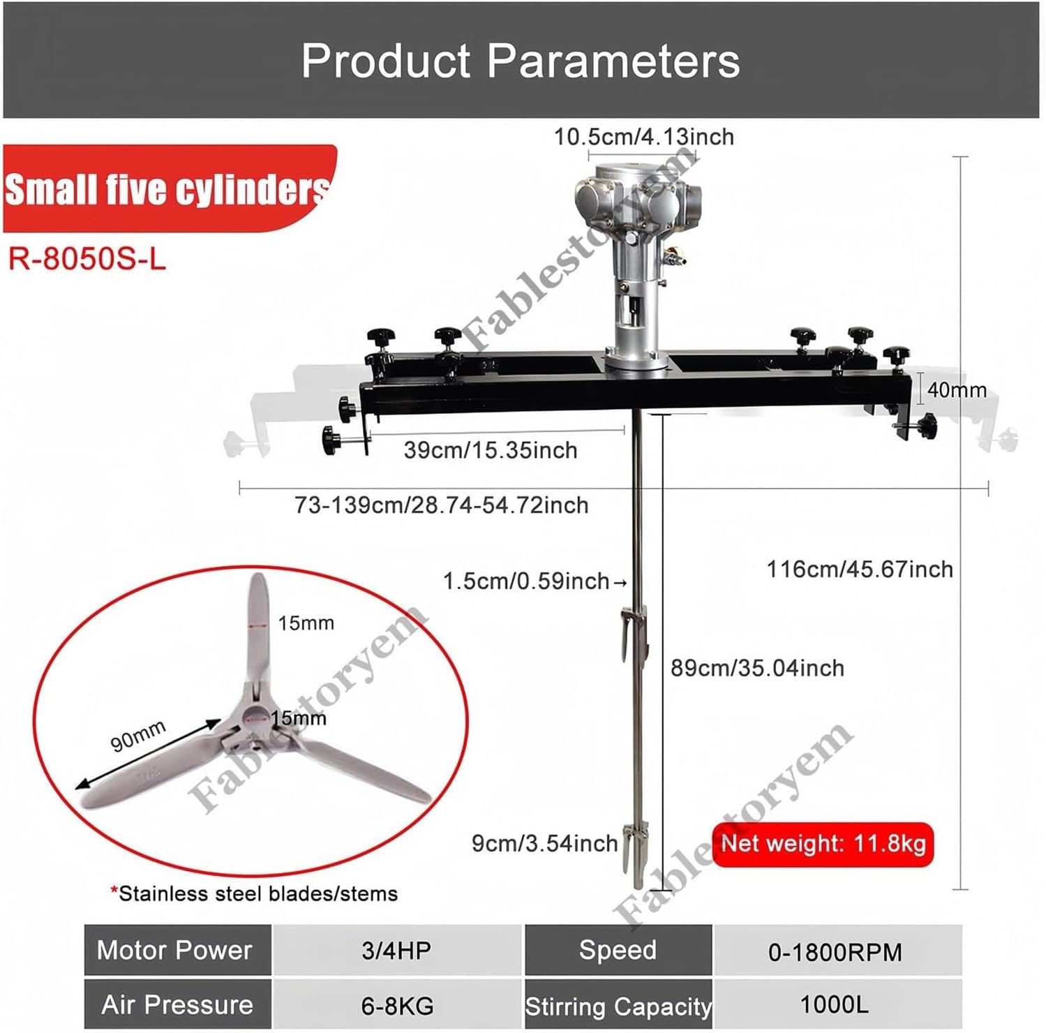 Paint Mixer Stirring Tool 1000L Pneumatic Paint Mixer Machine 1/2HP 3/4HP 1HP Paint Shaker Air Agitator Ink Coating Mixing Tool(Small 5 Cylinders)