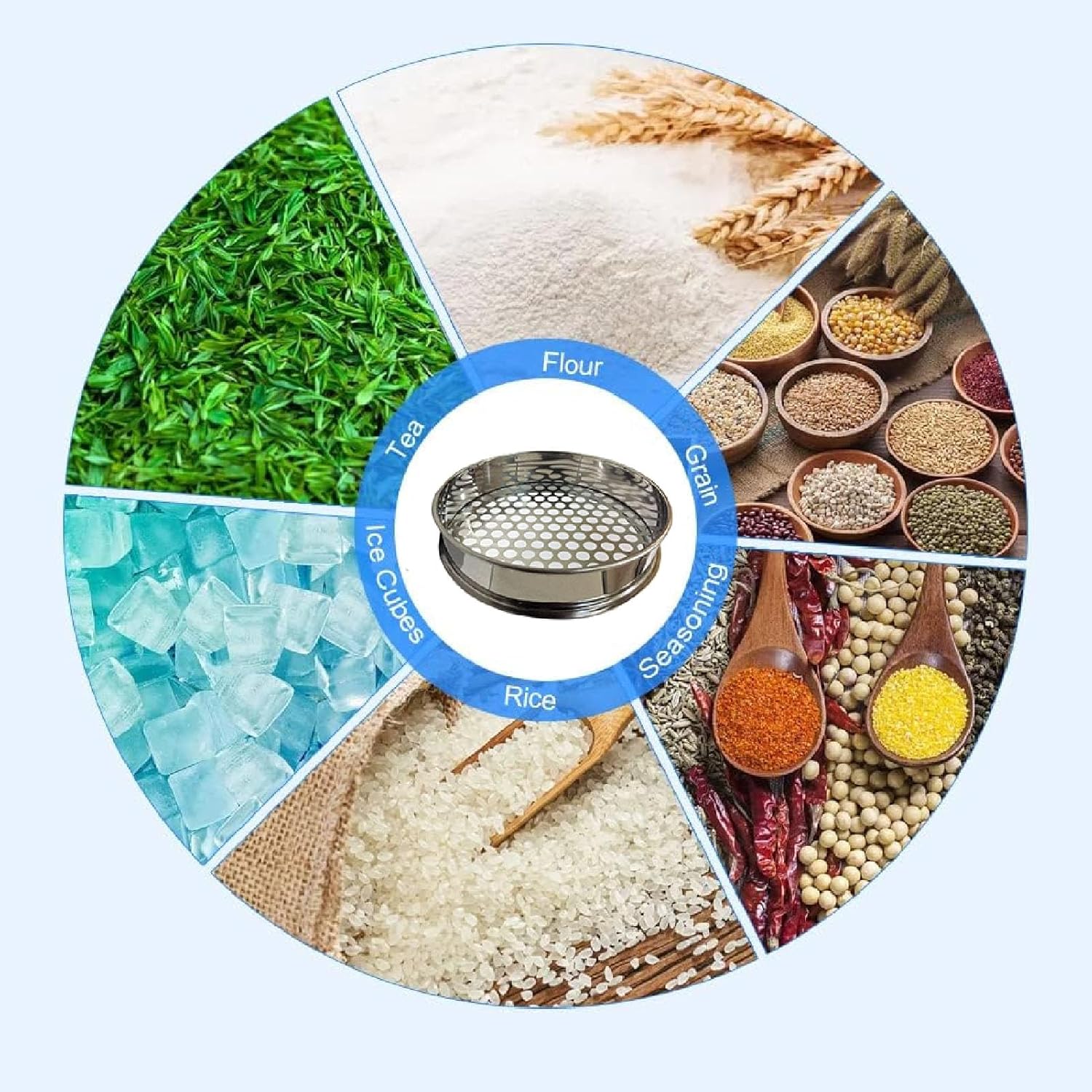 Sieve Stainless Steel Testing Sieve Flour Sifter 1-50mm Mesh for Home Kitchen Lab Use(Diameter 45 Cm/17.7in,Mesh 13mm)