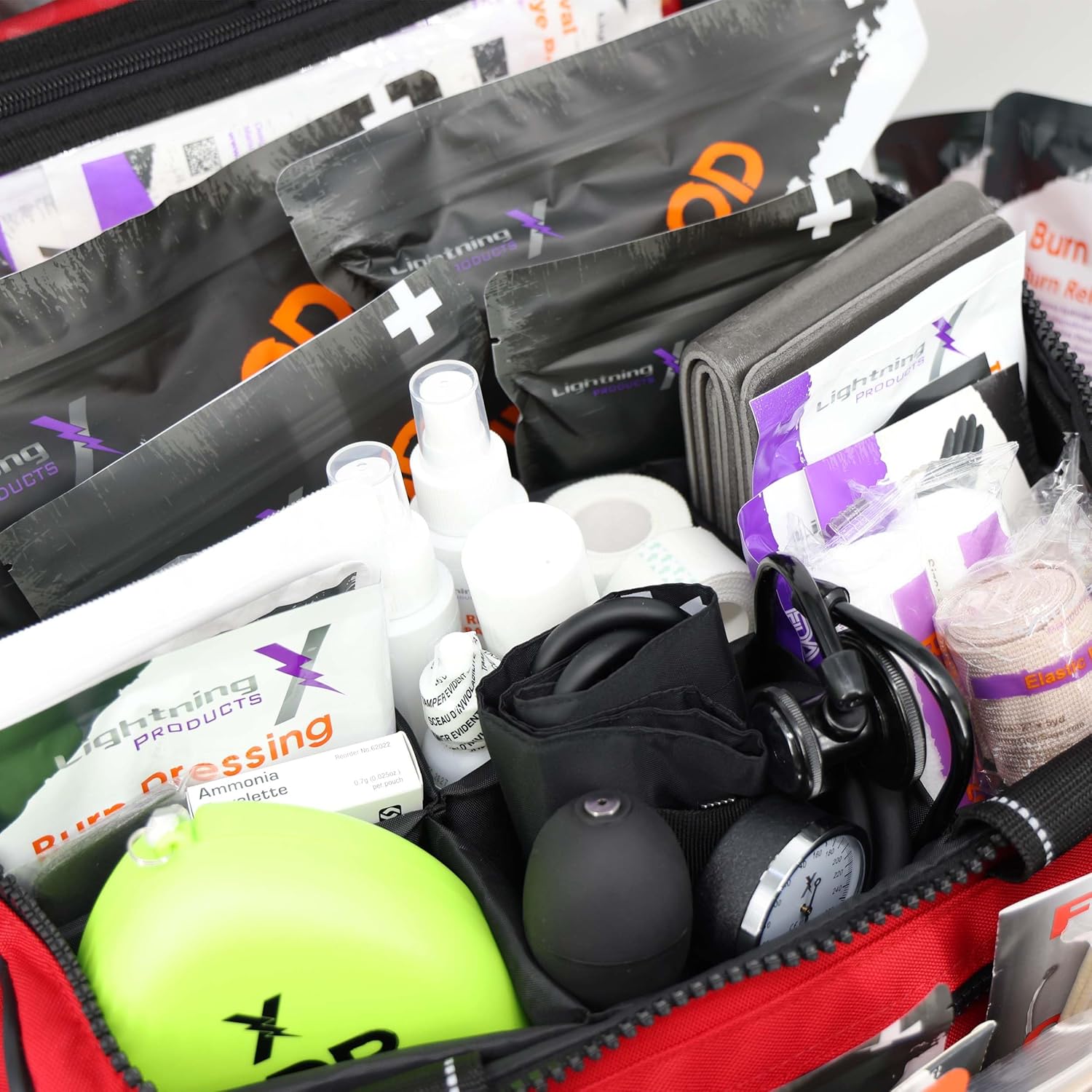 Lightning X Extra Large Medic First Responder EMT Trauma Bag Stocked w/Fill Kit C - RED