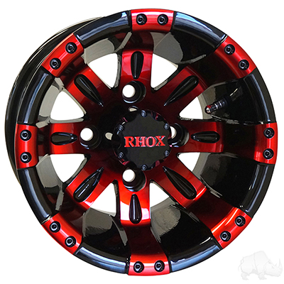 Black with Red with Center Cap, 10×7 ET-25 – RHOX Vegas