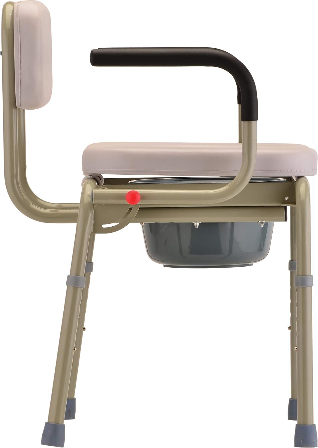 NOVA Medical Products Drop Arm Commode with Padded Seat and Back, Drop Down Arms for Easy Transfer, Stand Alone Bed Side Commode and Over The Toilet Commode, Comes with Bucket, Lid and Slash Guard Gray 1 Count