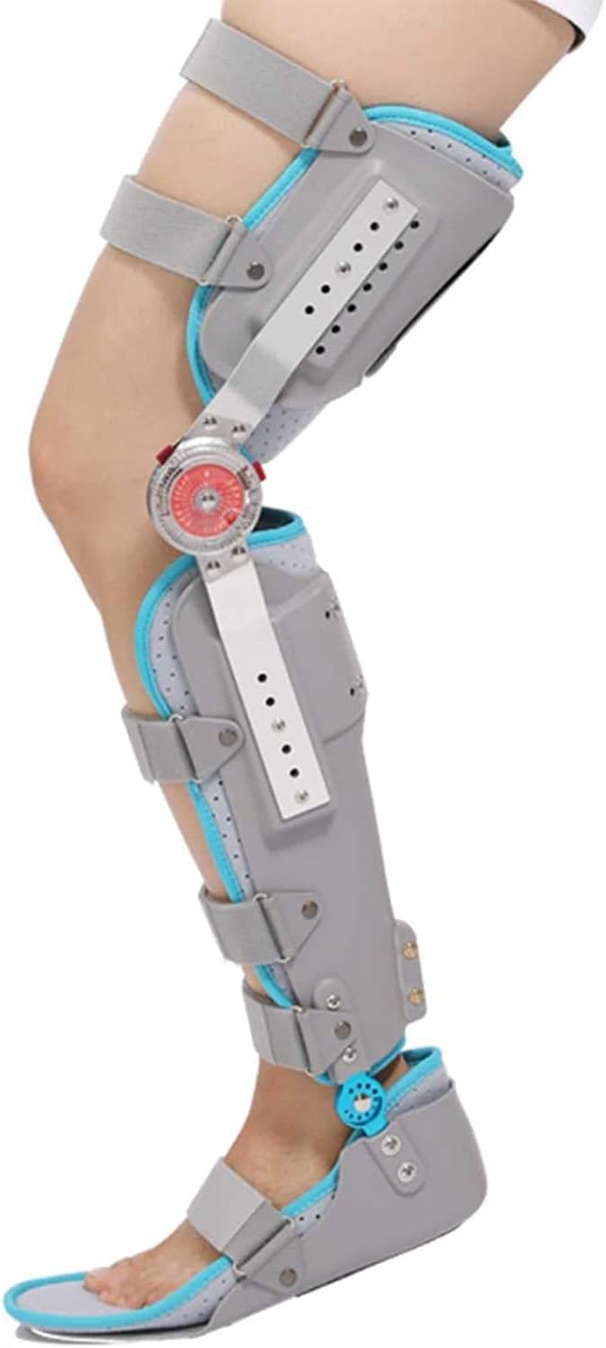 Hinged Knee Foot Support Brace, Adjustable Post Op Knee Support Orthosis Immobilizer Protector, Full Leg Stabilizer Knee Orthosis Splint(V?Nster-L/L)