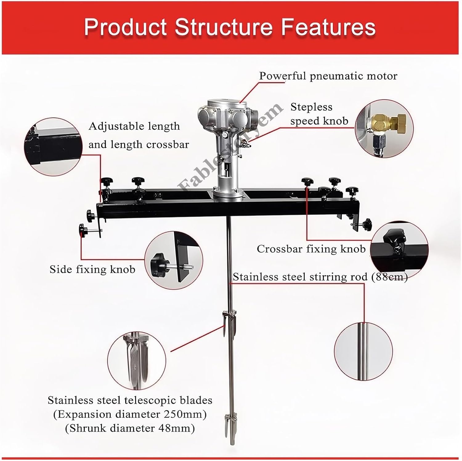 Paint Mixer Stirring Tool 1000L Pneumatic Paint Mixer Machine 1/2HP 3/4HP 1HP Paint Shaker Air Agitator Ink Coating Mixing Tool(Small 5 Cylinders)